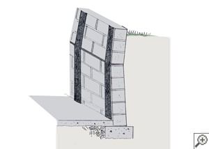 Graphic of a carbon fiber foundation wall repair.