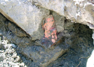 Failed concrete underpinning meant to repair a foundation issue in Hammond.