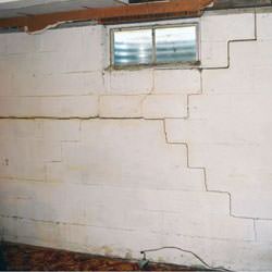 Bowing foundation walls in danger of failure in Lowell