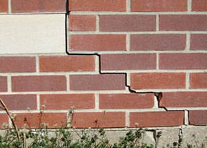 a foundation wall crack on a Schererville home.