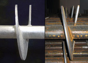 a proper and improper helical blade system in two different foundation piers in Mishawaka.
