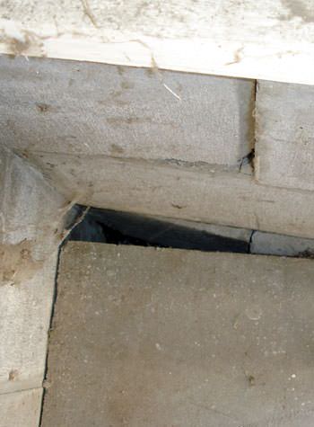 inward rotation of a foundation wall damaged by street creep in a garage in Griffith