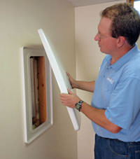 wall anchor covers installed in a foundation repair for a Plymouth home.