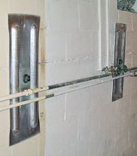 A foundation wall anchor system used to repair a basement wall in Chesterton