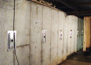 A foundation wall in New Haven repaired with foundation wall anchors.